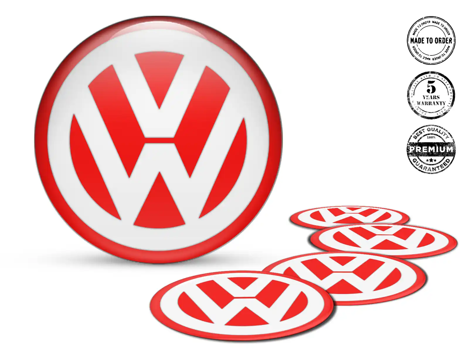 VW Calcomanías de Rueda Estilo Insignias Bombadas Custom